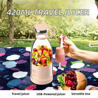 420Ml Portable Electric Smoothie Blender and Mini Travel Fruit Juicer Mixer USB Power Source for Busy On-The-Go Lifestyle